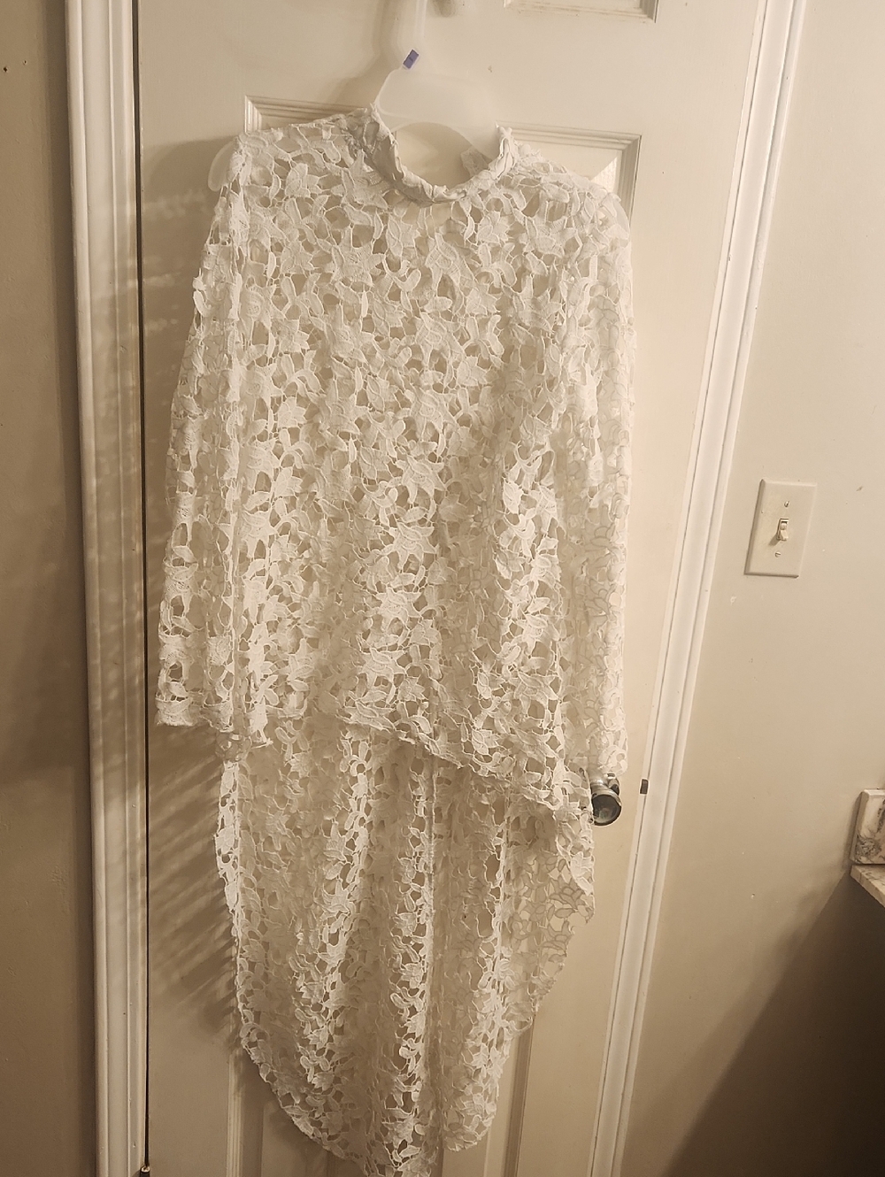 White Floral Lace High-Low Dress